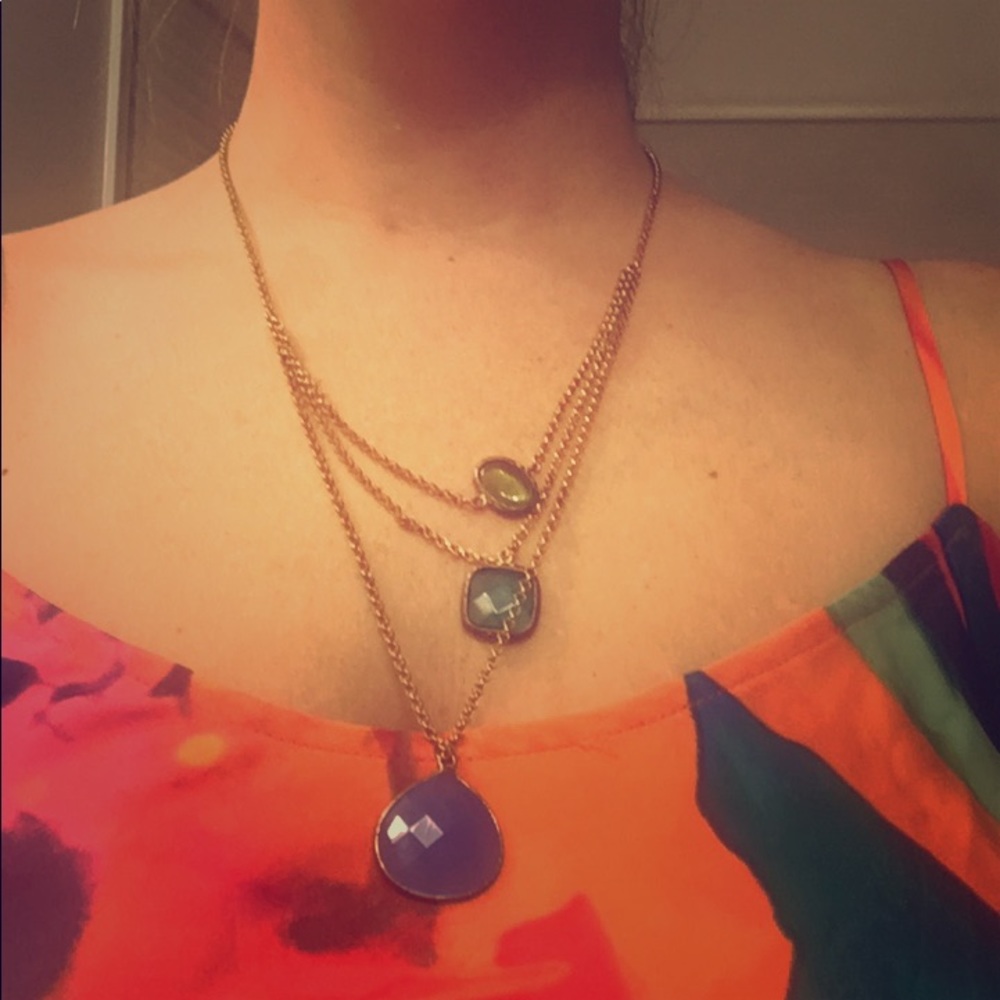 Anthropologie three strand gold necklace